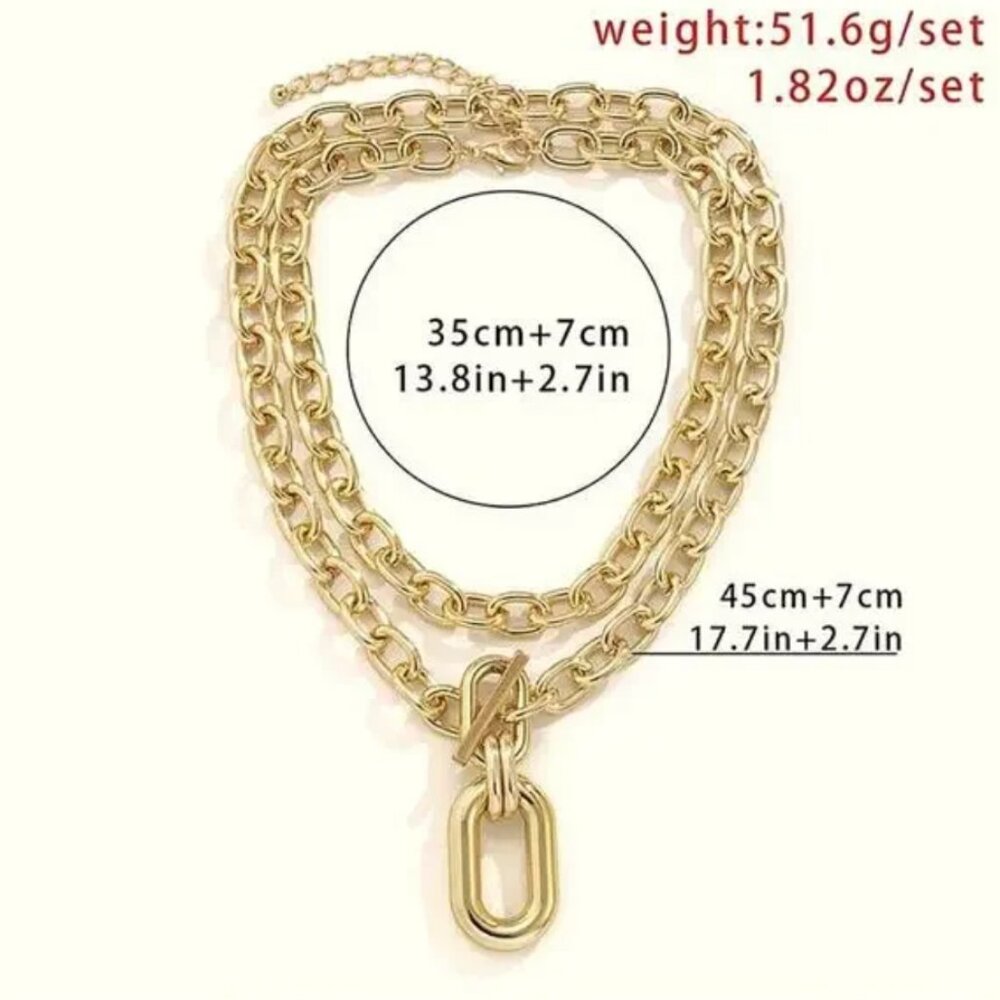 Oversized Gold Tone Chunky Toggle Statement Neckl… - image 5